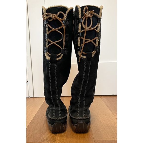 Timberland Black Fauna Tall Suede Moccasin Boots Shearling Lined - Picture 6 of 7